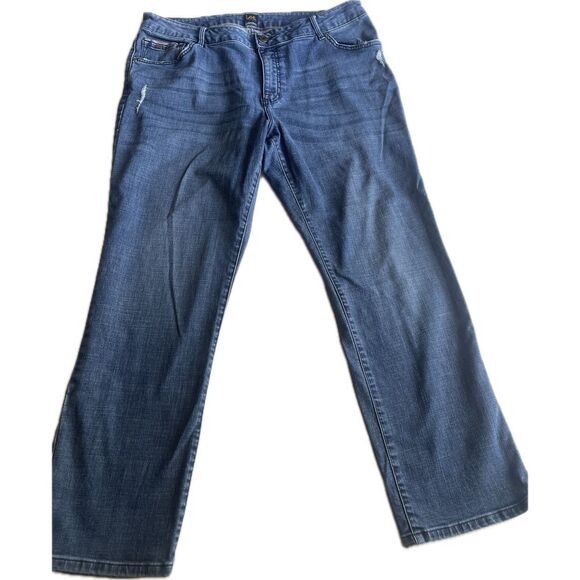 Lee Distressed Women’s Blue Jeans Bootcut Size 18W - Picture 2 of 8